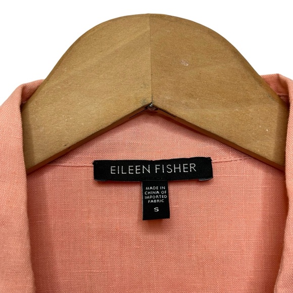 Eileen Fisher 100% irish linen peach half button long sleeve swing style shirt - Picture 12 of 13